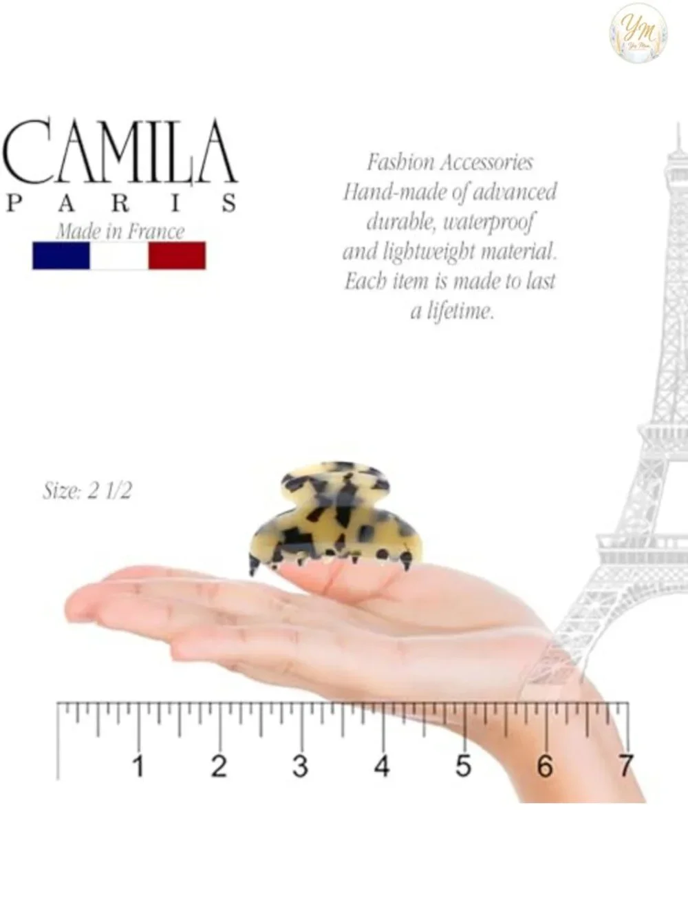 French Hair Clip, Cellulose Acetate, Strong Hold Jaw Clamp, Hair Accessory for